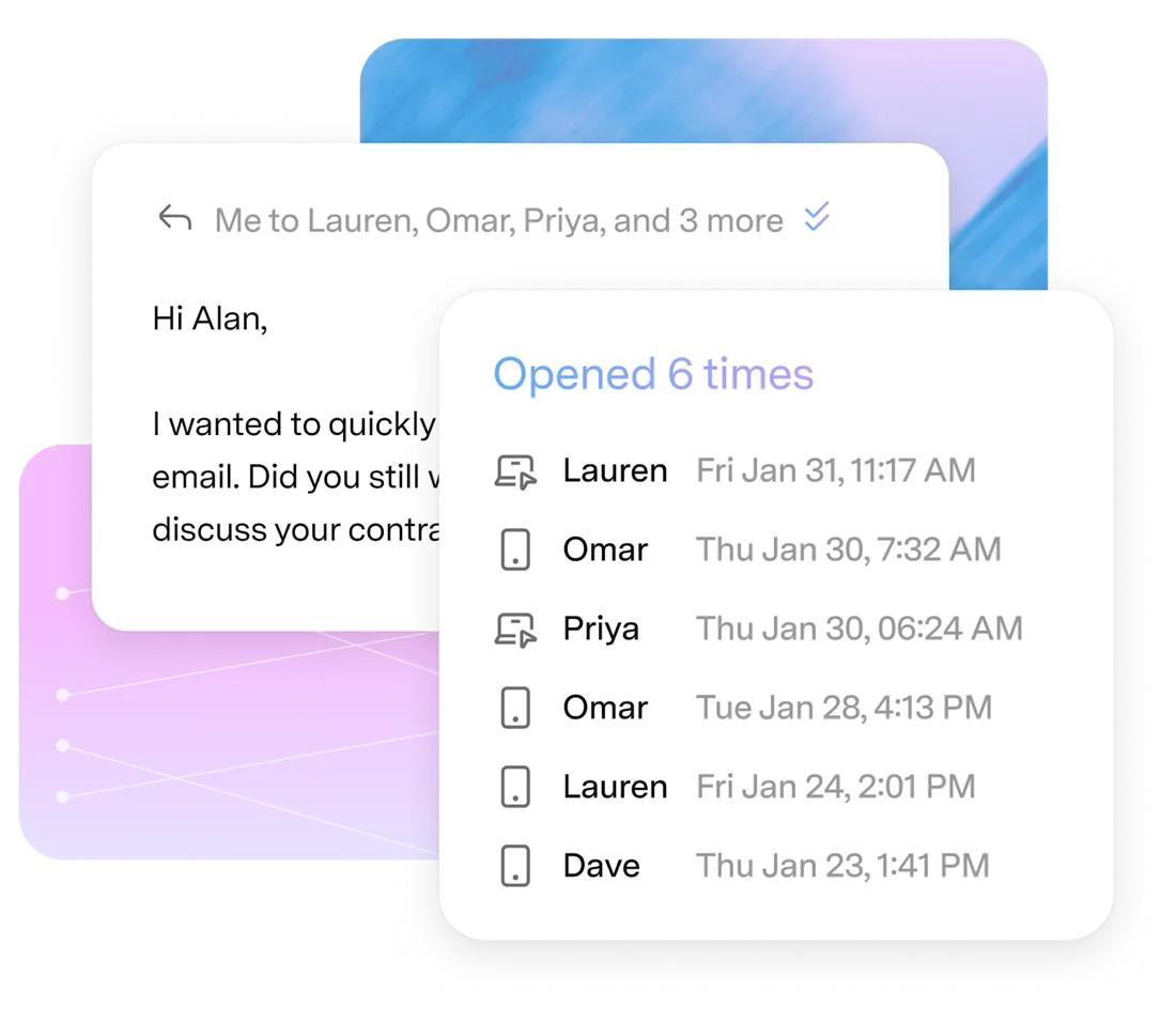 Estatus de lectura en Superhuman Mail mostrando quién abrió un correo y cuándo